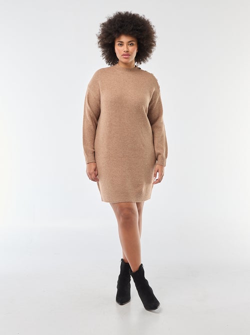 Robe pull avec boutons fantaisies à l'épaule - Kiabi