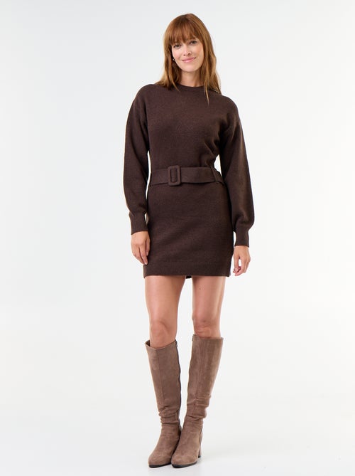 Robe pull avec ceinture - Kiabi