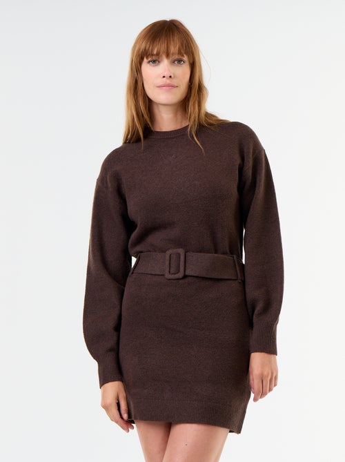 Robe pull avec ceinture - Kiabi