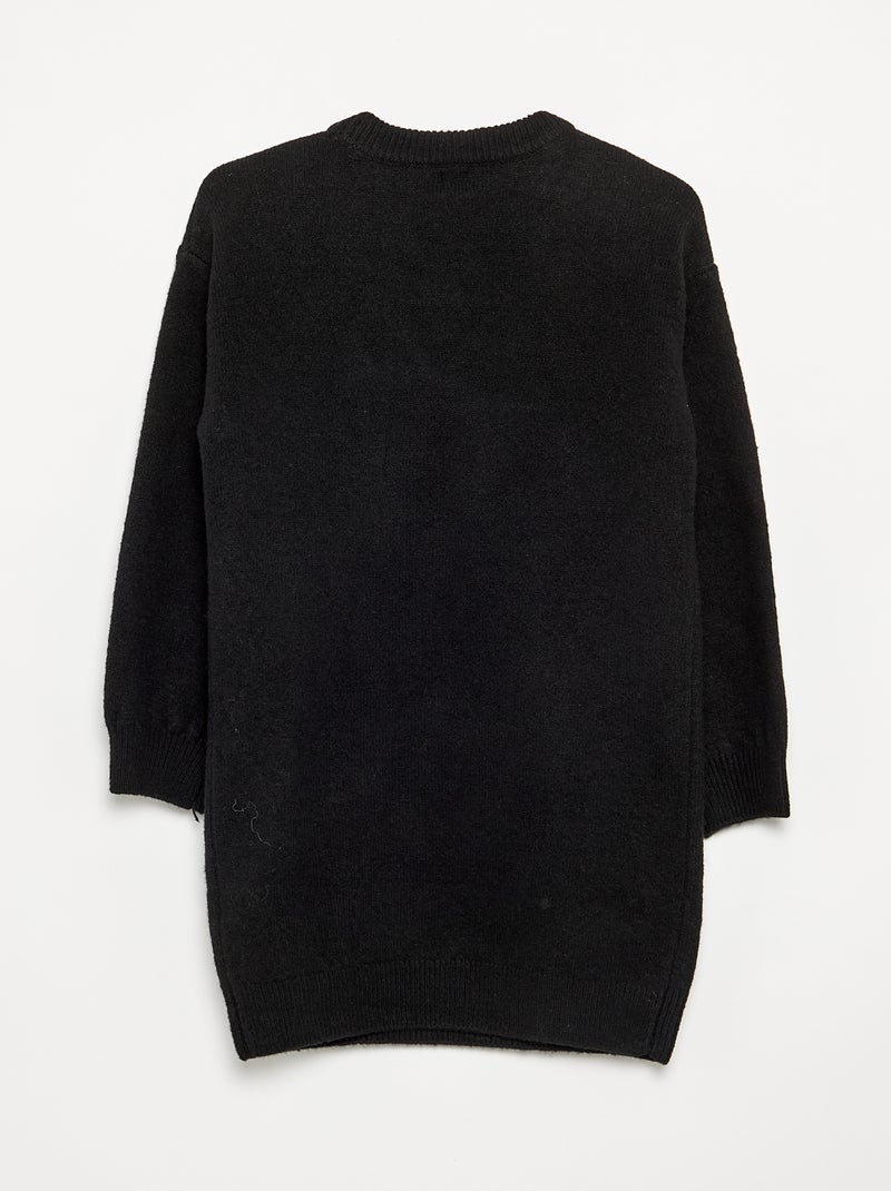 Robe pull avec grand nœud devant Noir - Kiabi