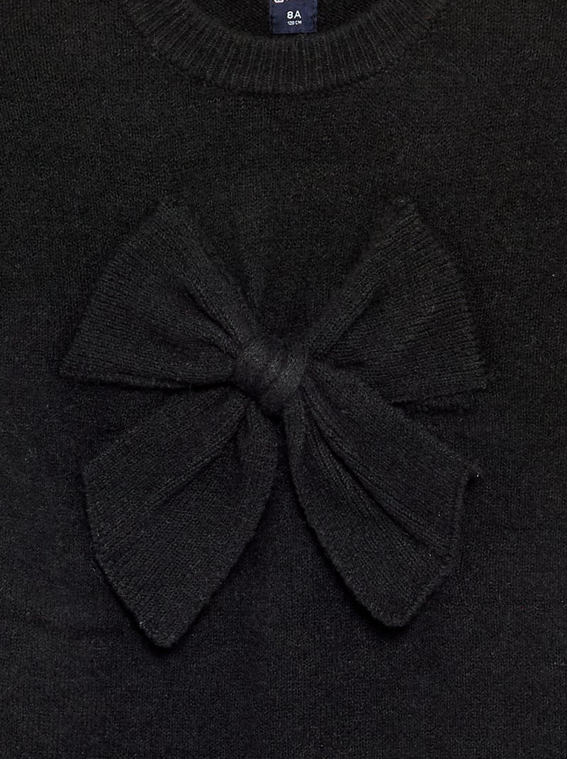 Robe pull avec grand nœud devant Noir - Kiabi
