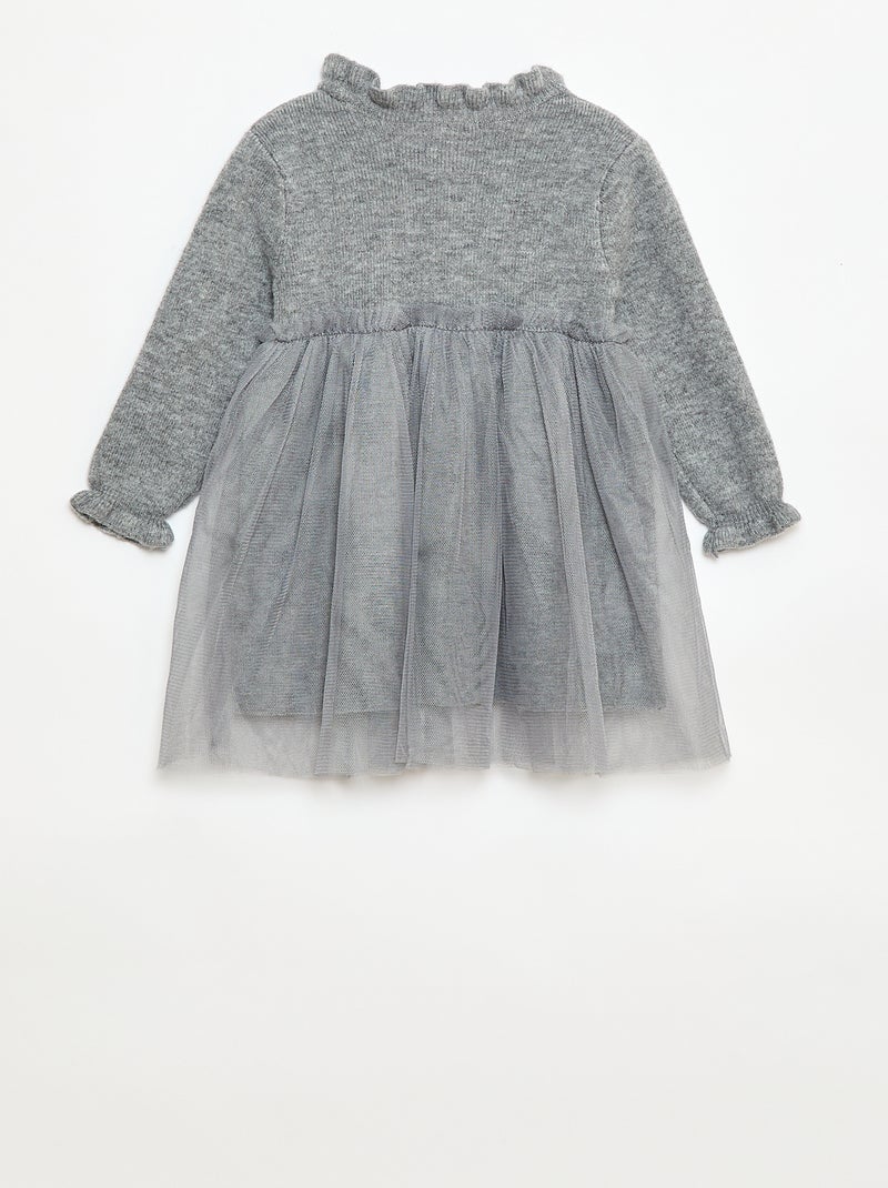 Robe pull avec jupe en tulle Gris - Kiabi