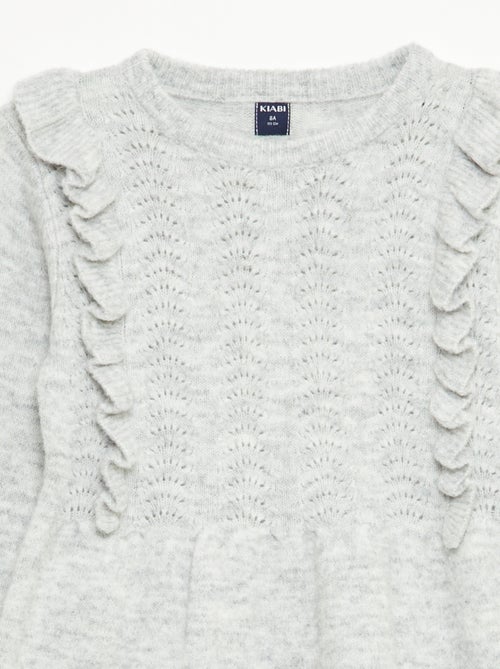 Robe pull avec maille ajourée et volants - Kiabi