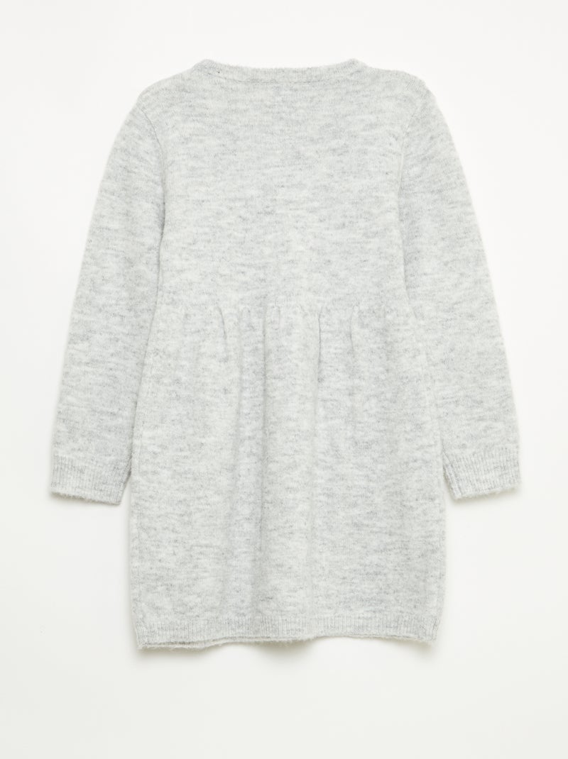 Robe pull avec maille ajourée et volants Gris - Kiabi