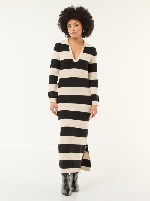 Robe pull col polo manches longues - Kiabi