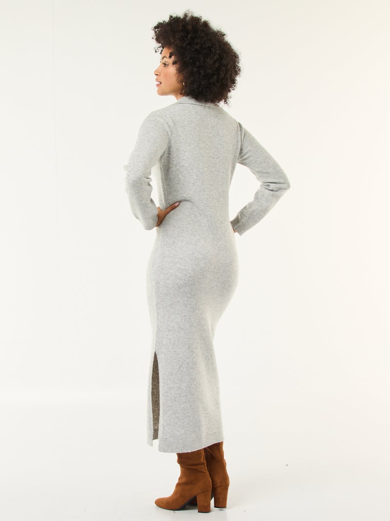 Robe pull col polo manches longues Gris - Kiabi