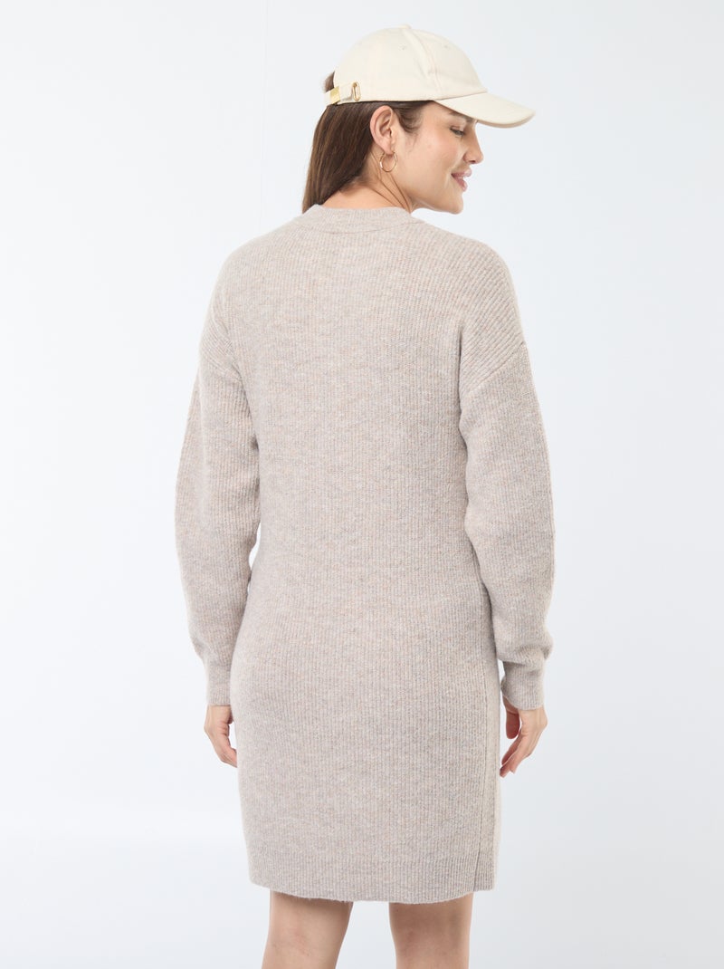 Robe pull d'allaitement à ouverture boutonnée Beige - Kiabi