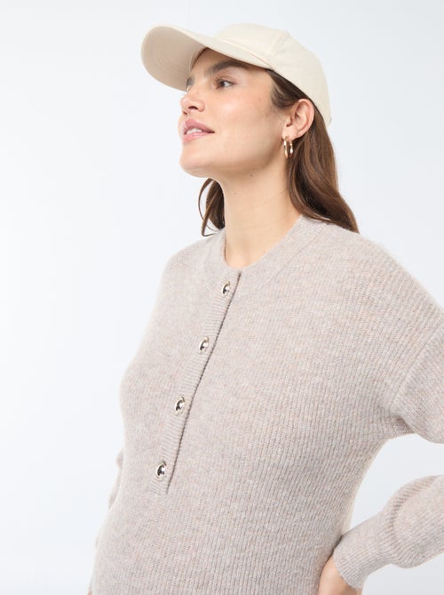 Robe pull d'allaitement à ouverture boutonnée - Kiabi