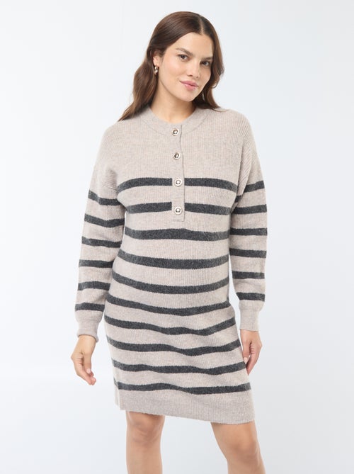 Robe pull d'allaitement à ouverture boutonnée - Kiabi