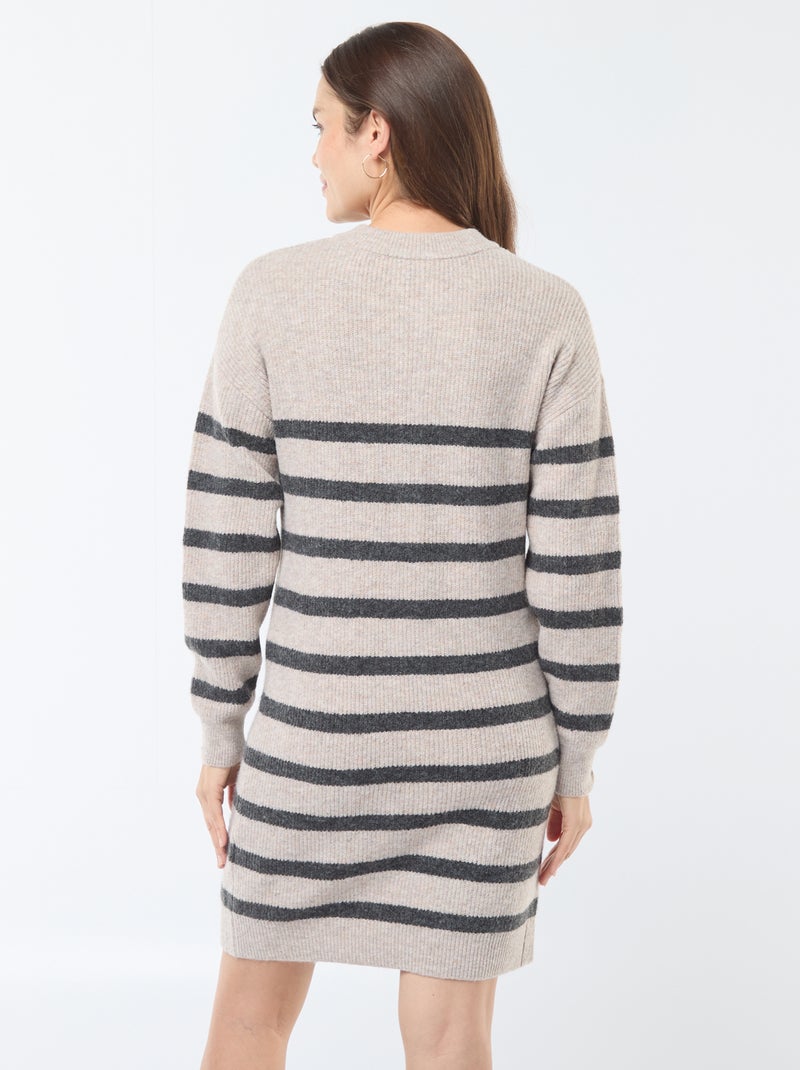 Robe pull d'allaitement à ouverture boutonnée Beige - Kiabi