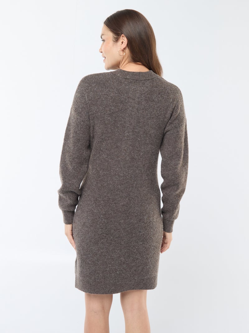Robe pull d'allaitement à ouverture boutonnée Marron - Kiabi