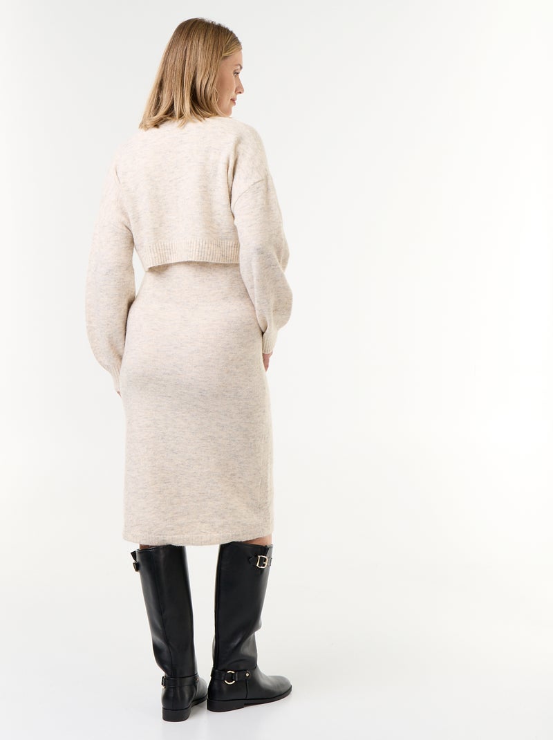 Robe pull de maternité 2-en-1 Beige - Kiabi