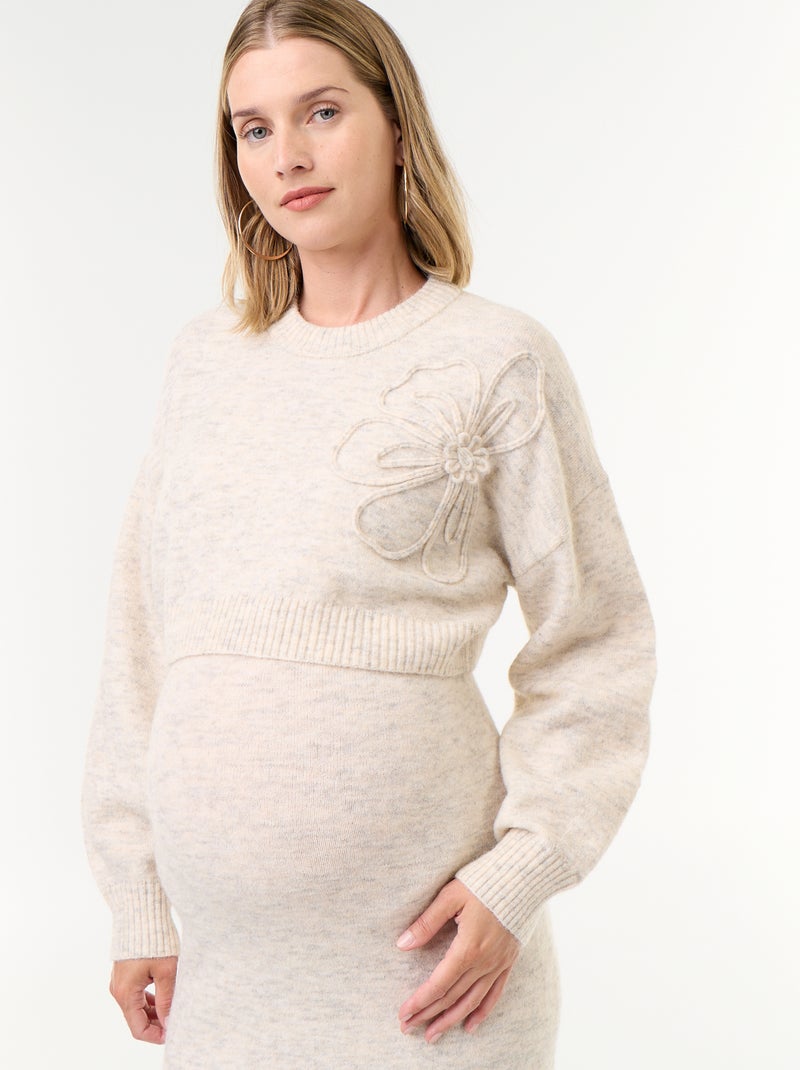 Robe pull de maternité 2-en-1 Beige - Kiabi
