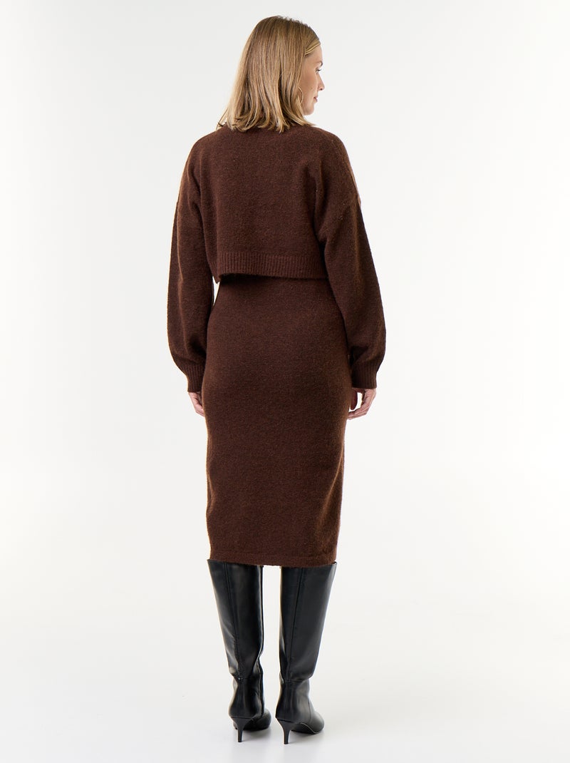 Robe pull de maternité 2-en-1 Marron - Kiabi