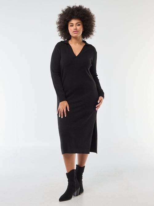 Robe pull longue avec col polo - Kiabi
