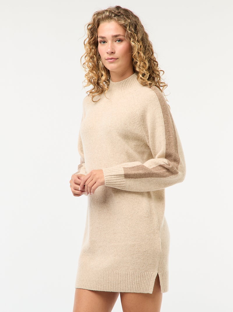 Robe pull style color block Beige - Kiabi