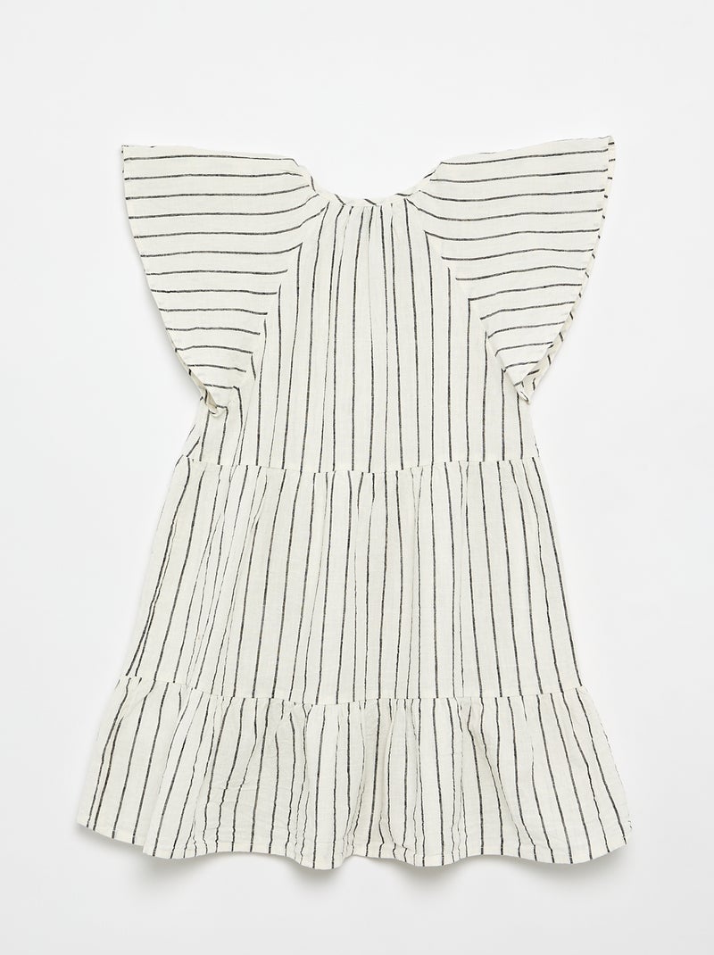 Robe rayée à coupe évasée Ecru - Kiabi