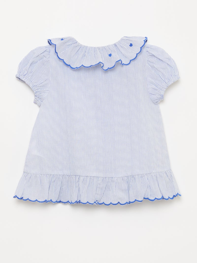 Robe rayée à manches courtes et base volantée Bleu - Kiabi