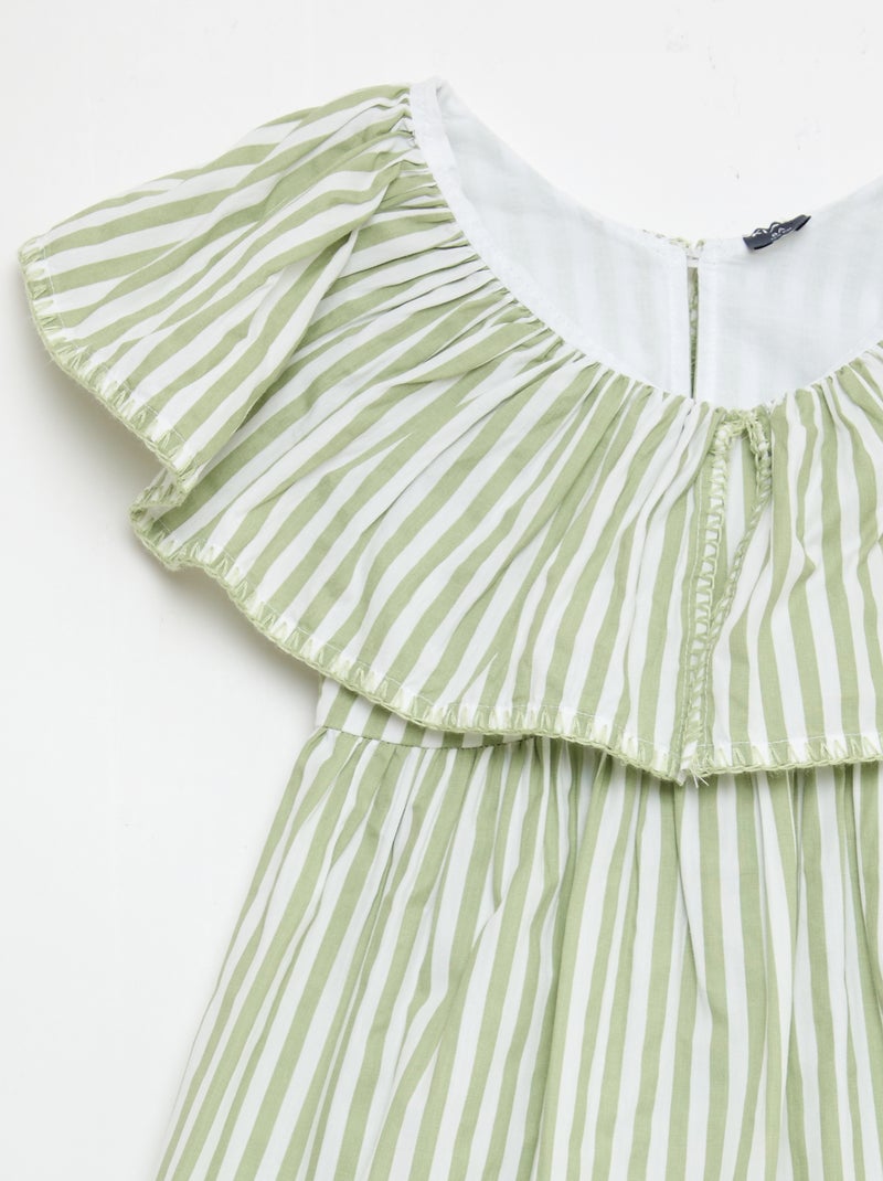 Robe rayée en coton Vert - Kiabi