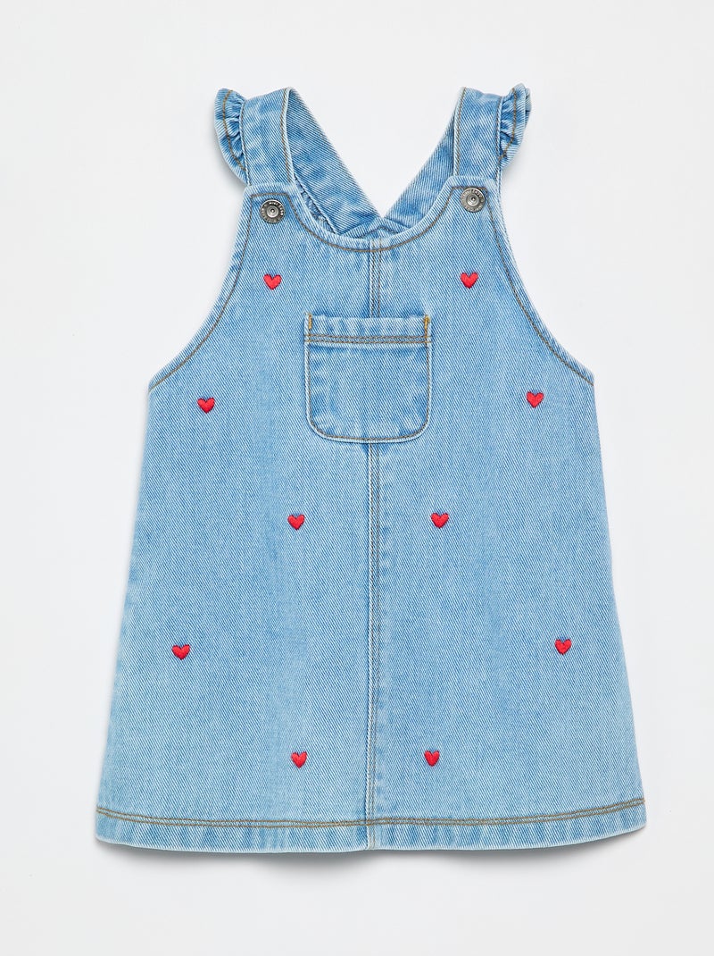 Robe salopette avec bretelles volantées Bleu - Kiabi