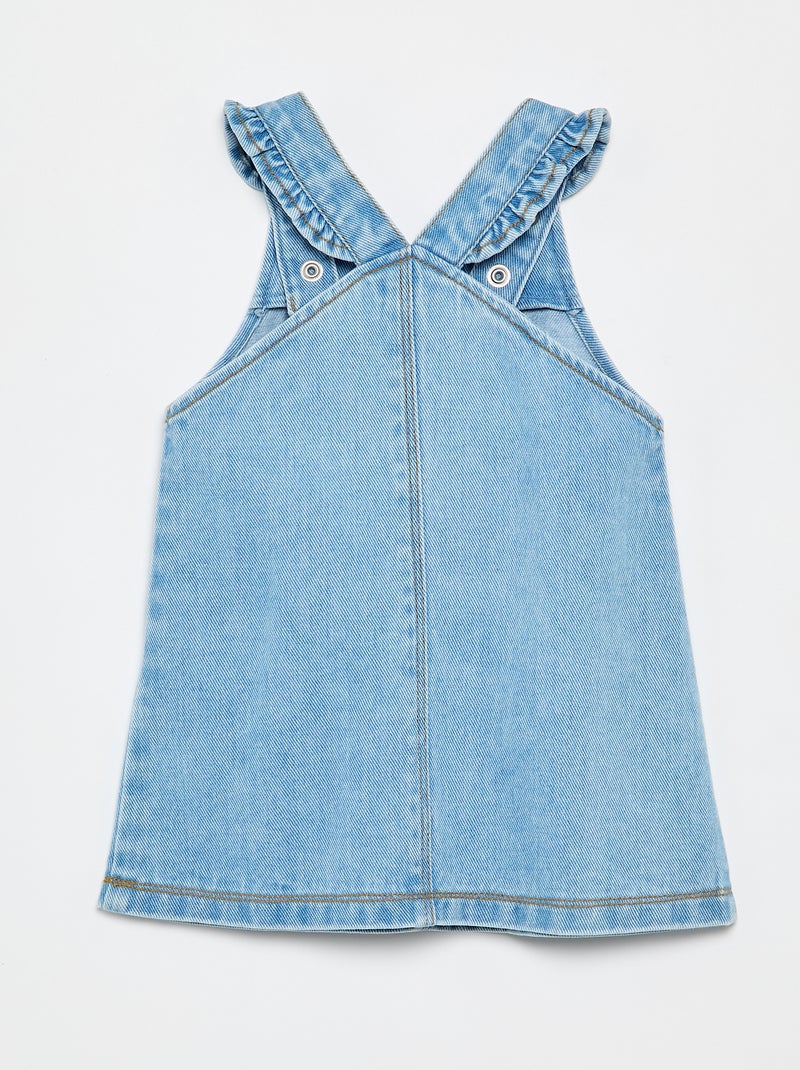 Robe salopette avec bretelles volantées Bleu - Kiabi
