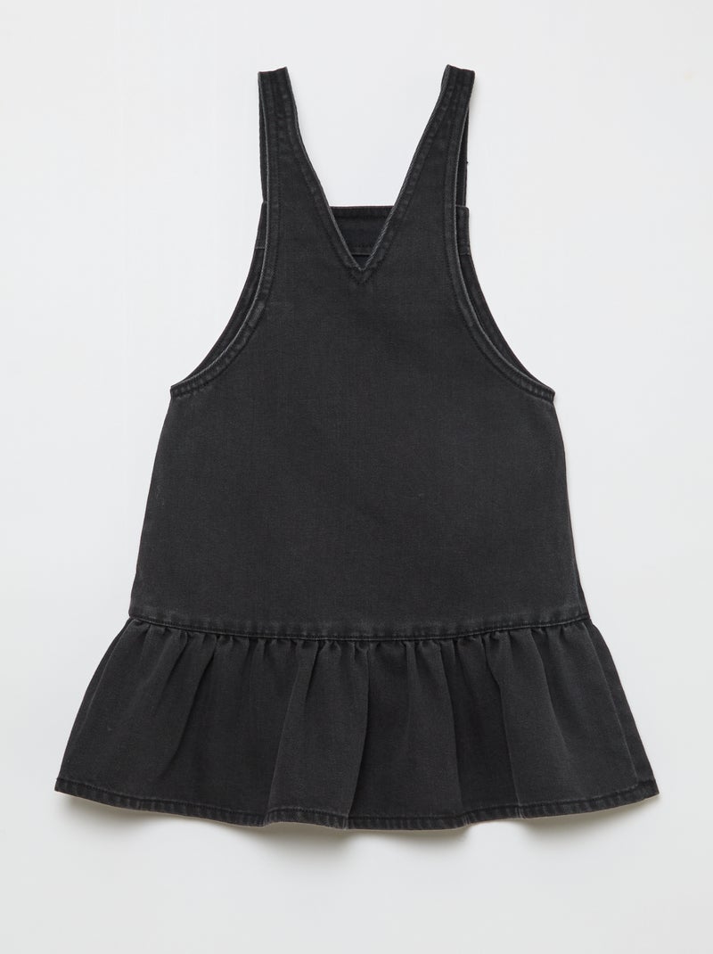 Robe salopette courte en jean Noir - Kiabi