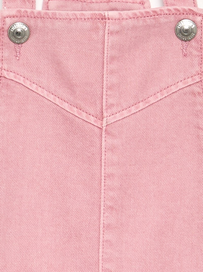 Robe salopette en twill uni Rose - Kiabi