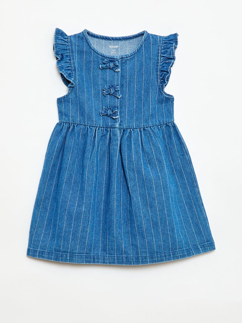 Robe sans manches en denim avec nœuds fantaisies Bleu - Kiabi