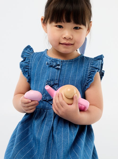 Robe sans manches en denim avec nœuds fantaisies - Kiabi