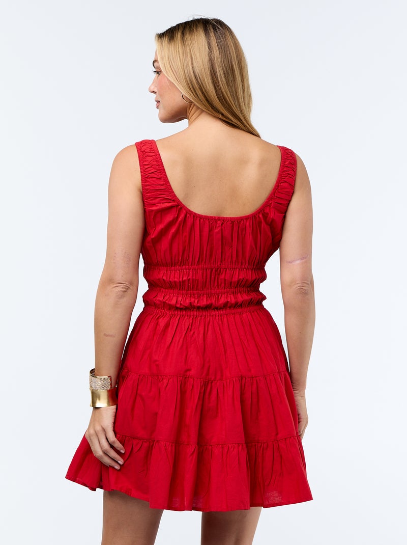 Robe smockée à étages Rouge - Kiabi