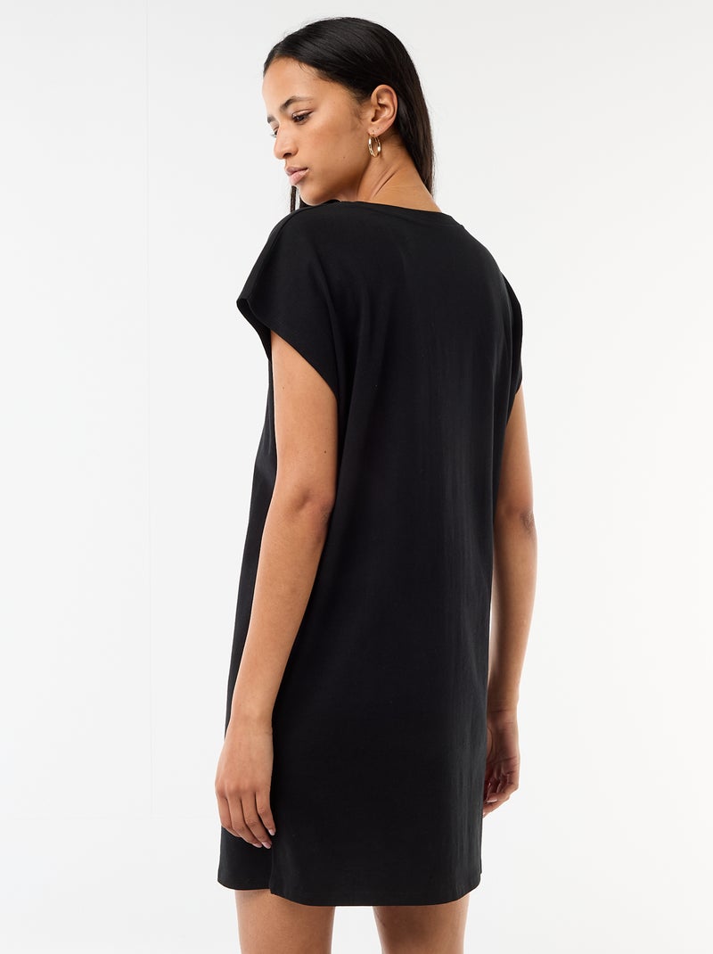 Robe t-shirt courte à manches corutes Noir - Kiabi