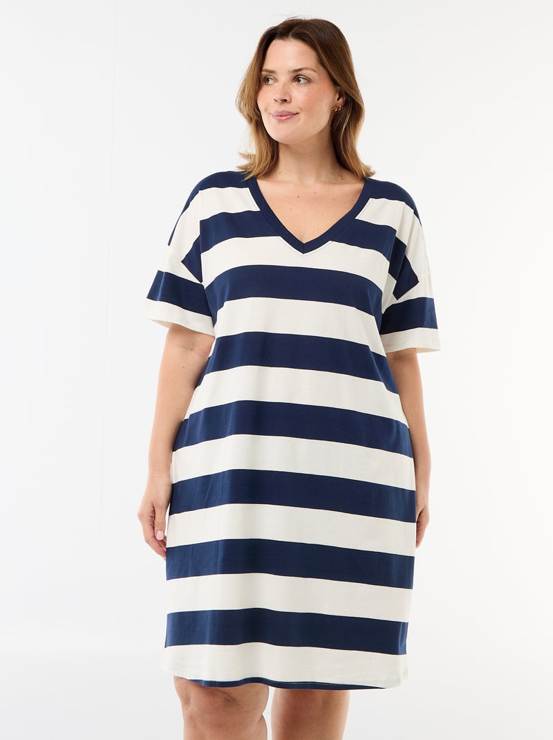 Robe t-shirt courte à manches courtes Bleu - Kiabi