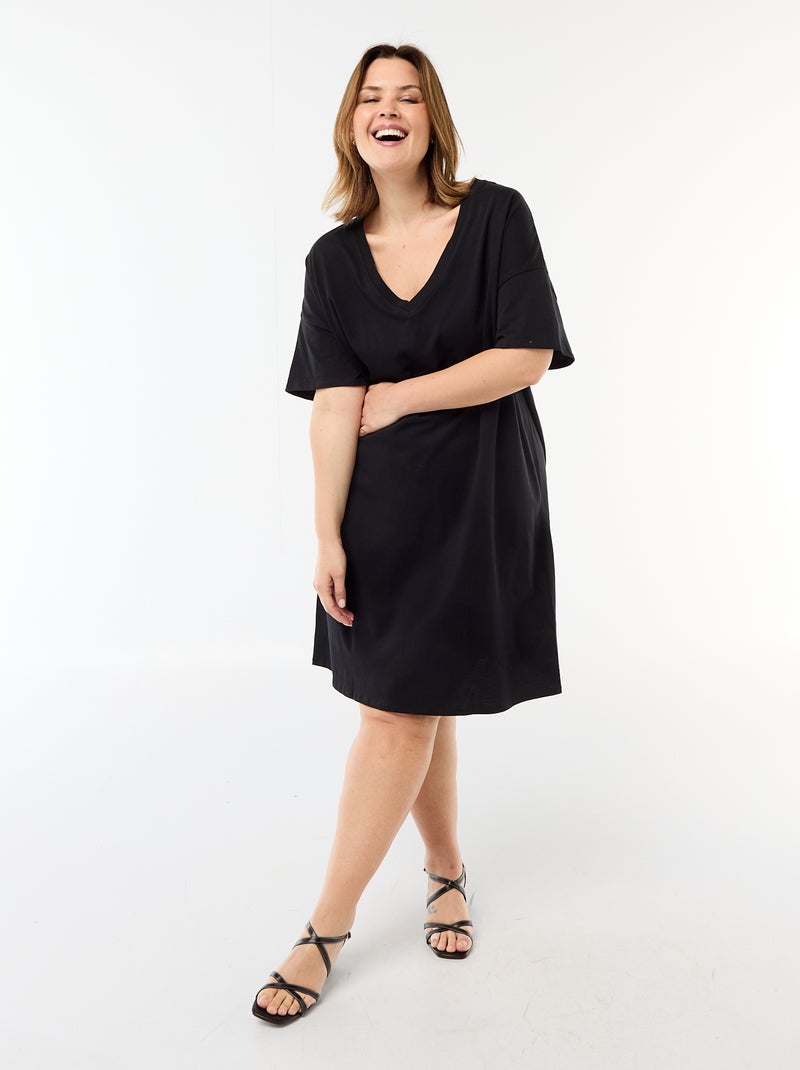 Robe t-shirt courte à manches courtes Noir - Kiabi