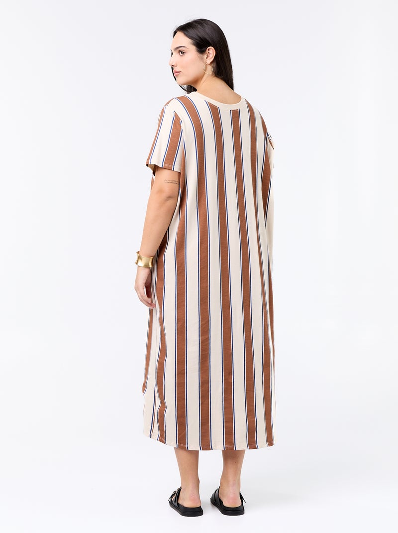 Robe t-shirt longue unie Beige - Kiabi