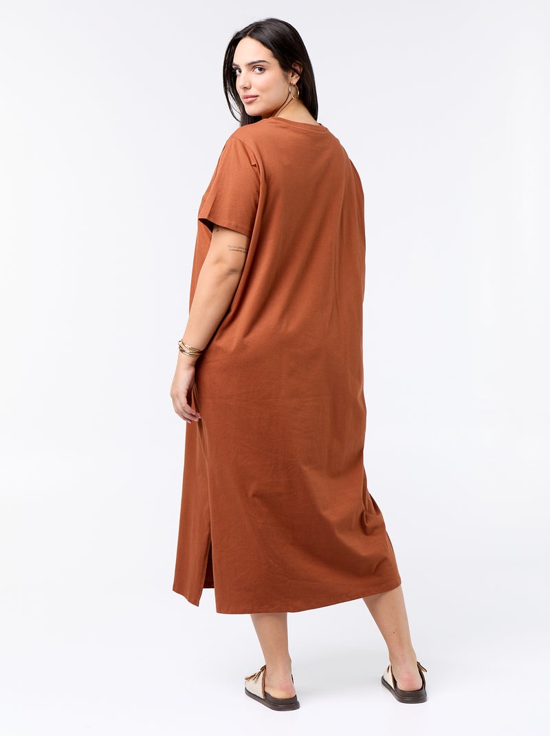 Robe t-shirt longue unie Marron - Kiabi