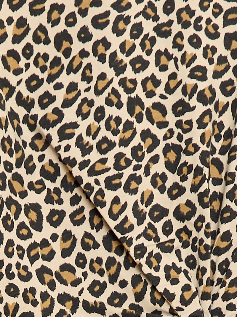 Robe t-shirt mi-longue avec nœud fantaisie devant Marron - Kiabi