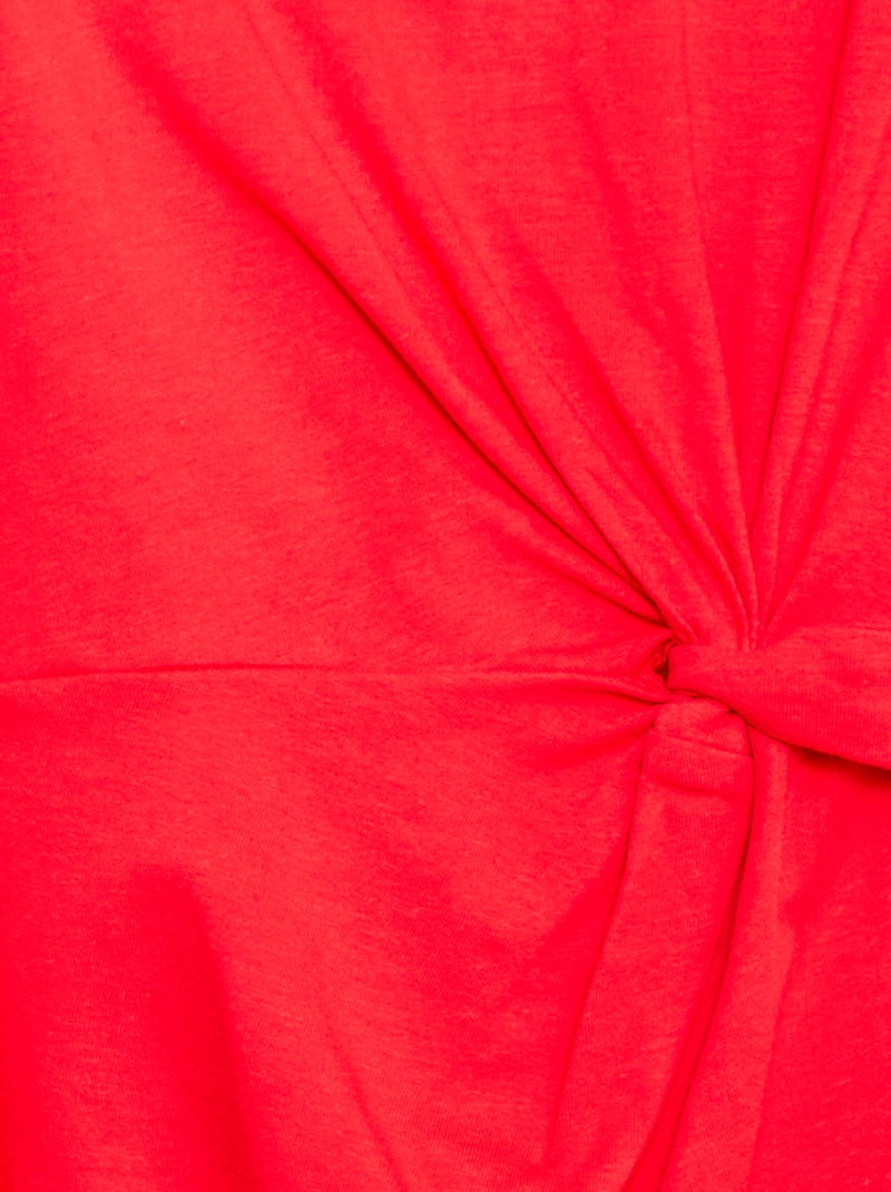 Robe t-shirt mi-longue avec nœud fantaisie devant Rouge - Kiabi