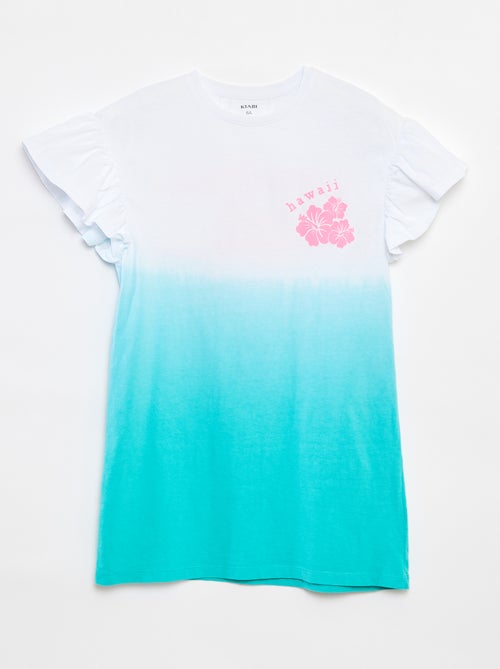 Robe tee-shirt tie and dye avec manches volantées - Kiabi