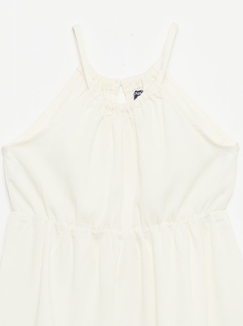 Robe unie à bretelles et volants - Kiabi