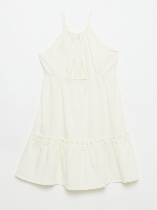 Robe unie à bretelles et volants - Kiabi