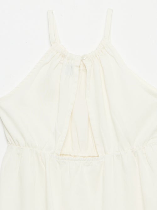 Robe unie à bretelles et volants - Kiabi