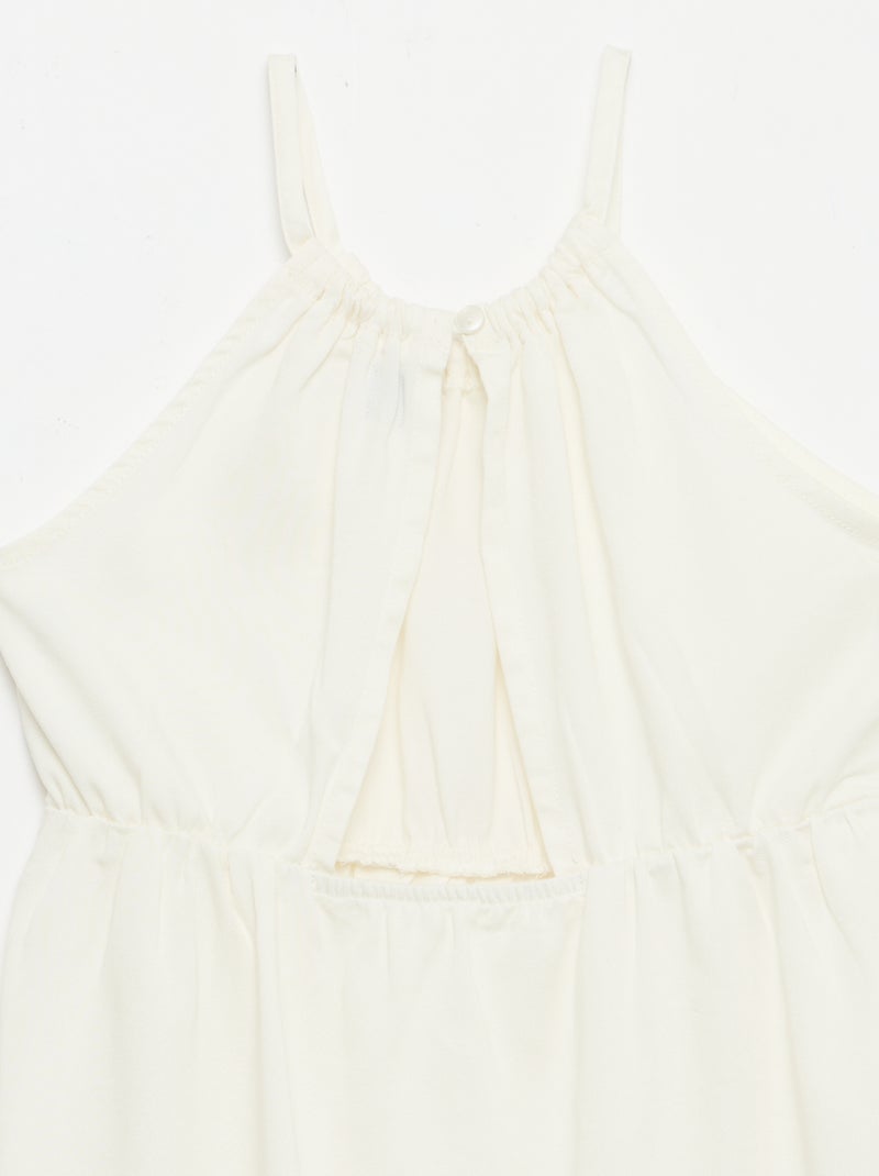 Robe unie à bretelles et volants Beige - Kiabi