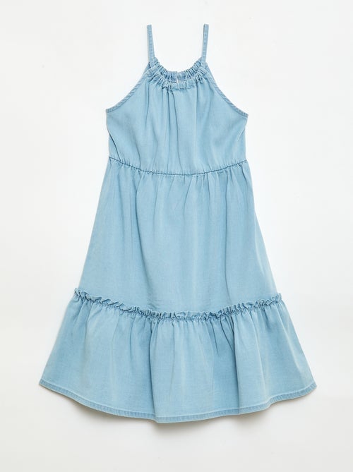 Robe unie à bretelles et volants - Kiabi