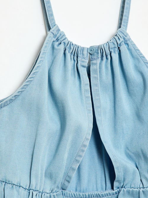 Robe unie à bretelles et volants - Kiabi