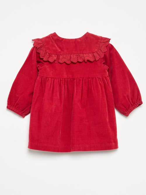 Robe unie en velours côtelé avec col fantaisie - Kiabi