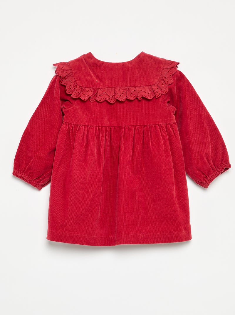 Robe unie en velours côtelé avec col fantaisie Rouge - Kiabi