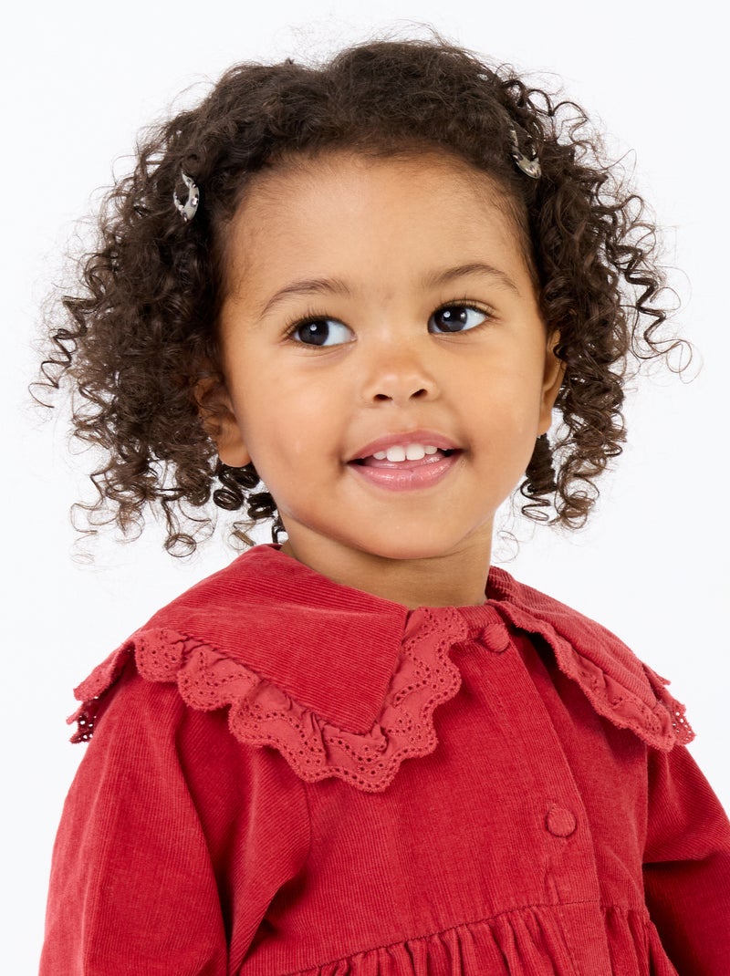 Robe unie en velours côtelé avec col fantaisie Rouge - Kiabi