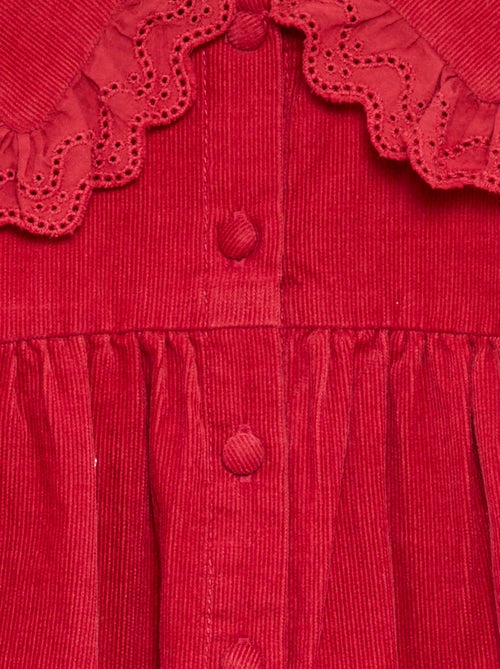 Robe unie en velours côtelé avec col fantaisie - Kiabi