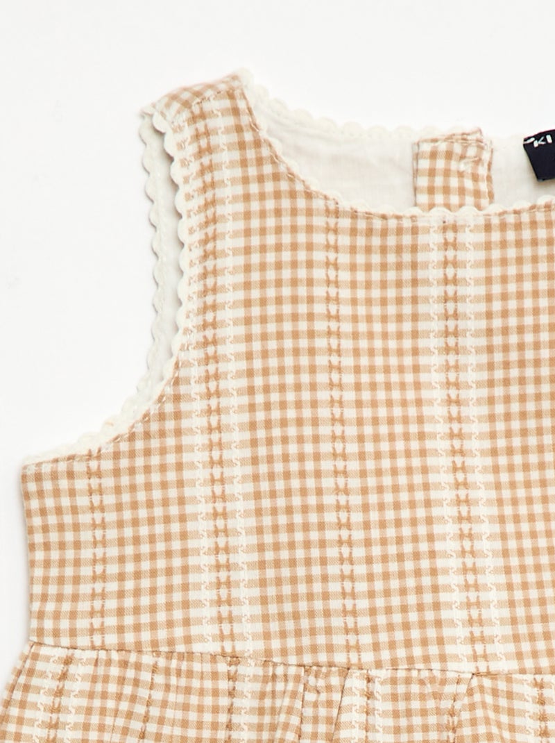 Robe vichy en gaze de coton Marron - Kiabi