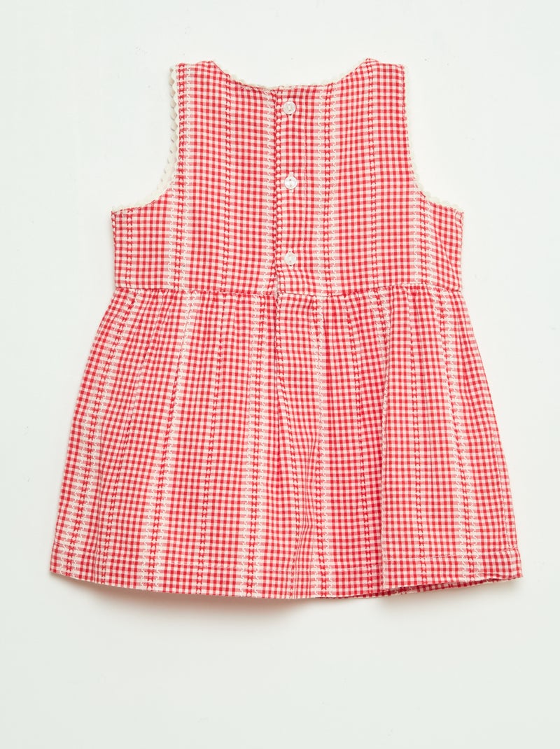 Robe vichy en gaze de coton Rouge - Kiabi